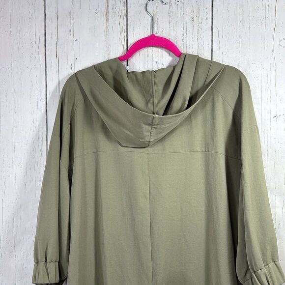 Zara Olive Green Oversized Hoodie Dress with Half Zip Size M Streetwear Edgy - Picture 15 of 16